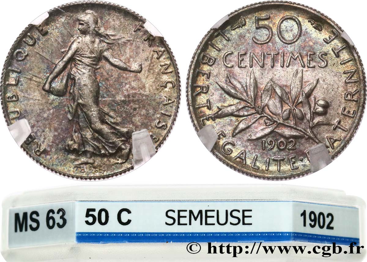 50 centimes Semeuse 1902 Paris F.190/9 MS63 GENI