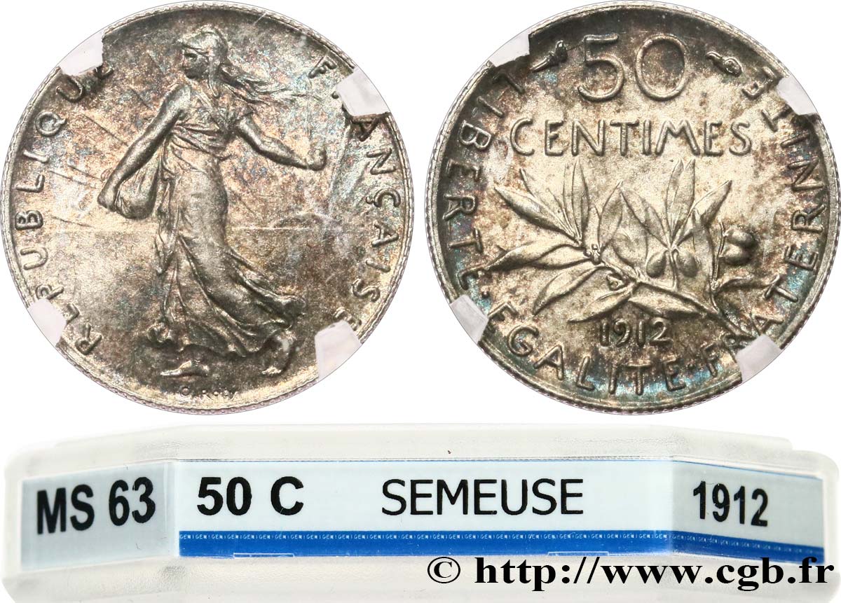 50 centimes Semeuse 1912 Paris F.190/19 fST63 GENI