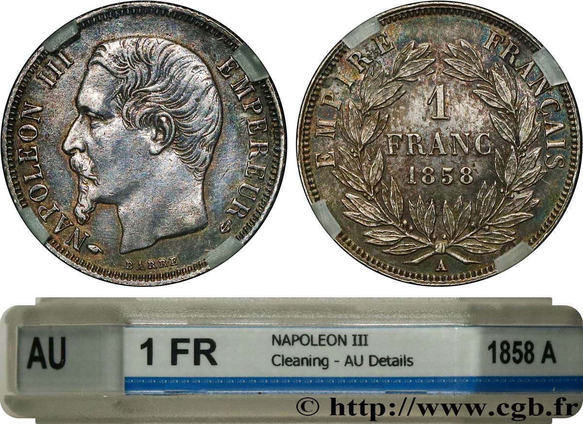 1 franc Napoléon III, tête nue 1858 Paris F.214/11 fVZ GENI