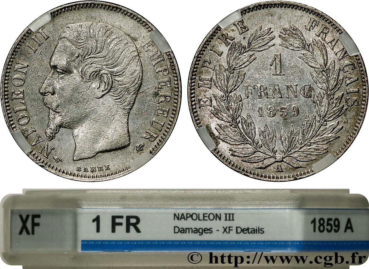 1 franc Napoléon III, tête nue 1859 Paris F.214/12 SS GENI