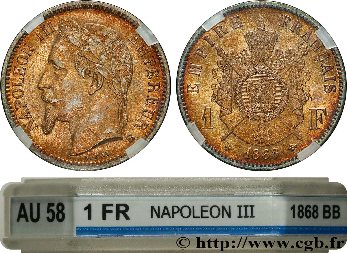1 franc Napoléon III, tête laurée 1868 Strasbourg F.215/11 EBC58 GENI