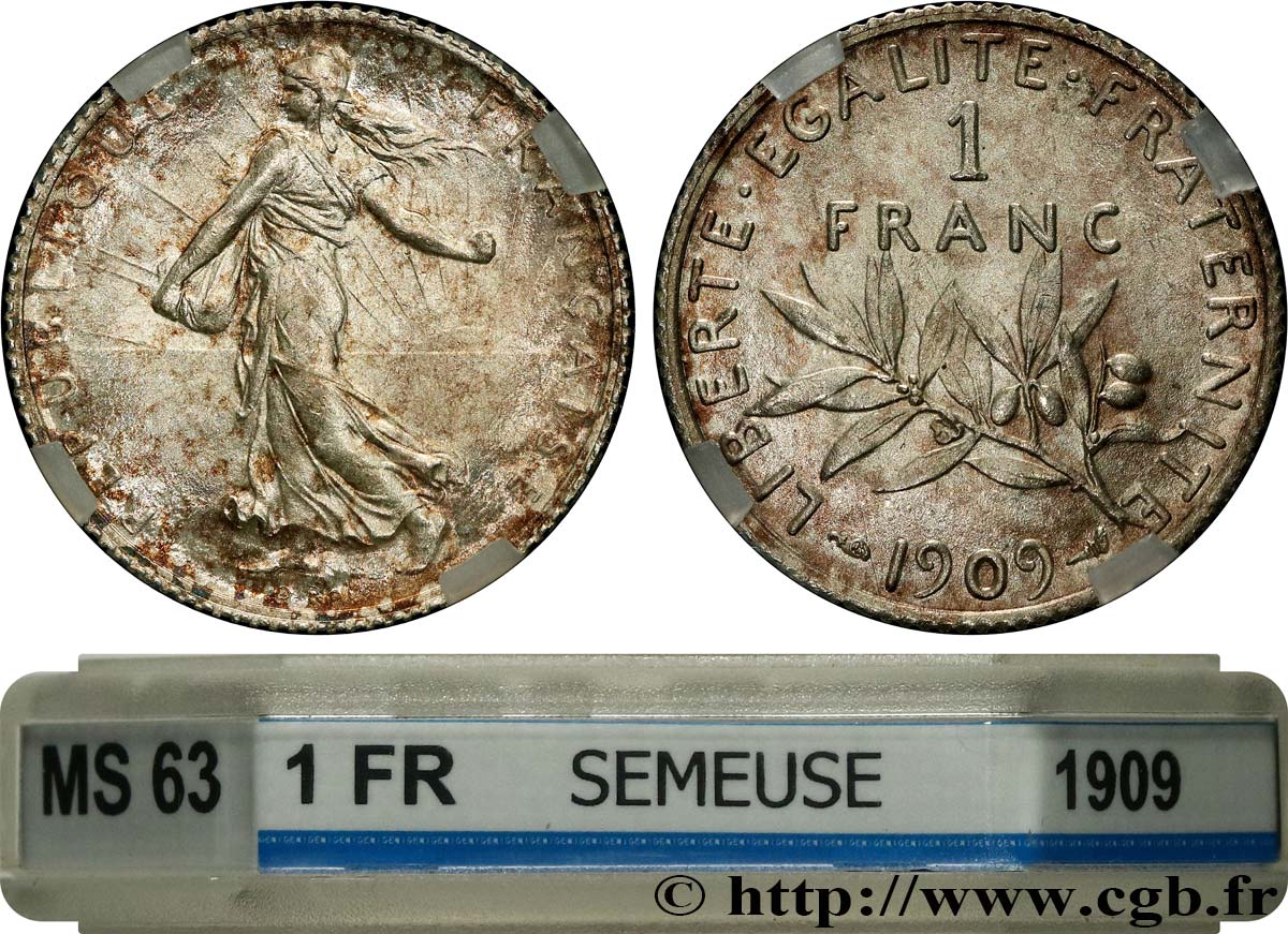 1 franc Semeuse 1909 Paris F.217/14 MS63 GENI