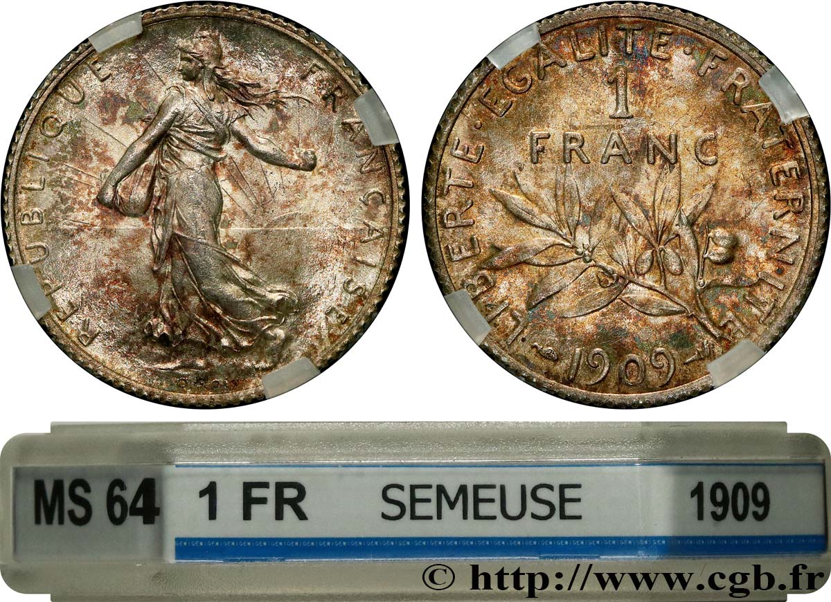 1 franc Semeuse 1909 Paris F.217/14 MS64 GENI