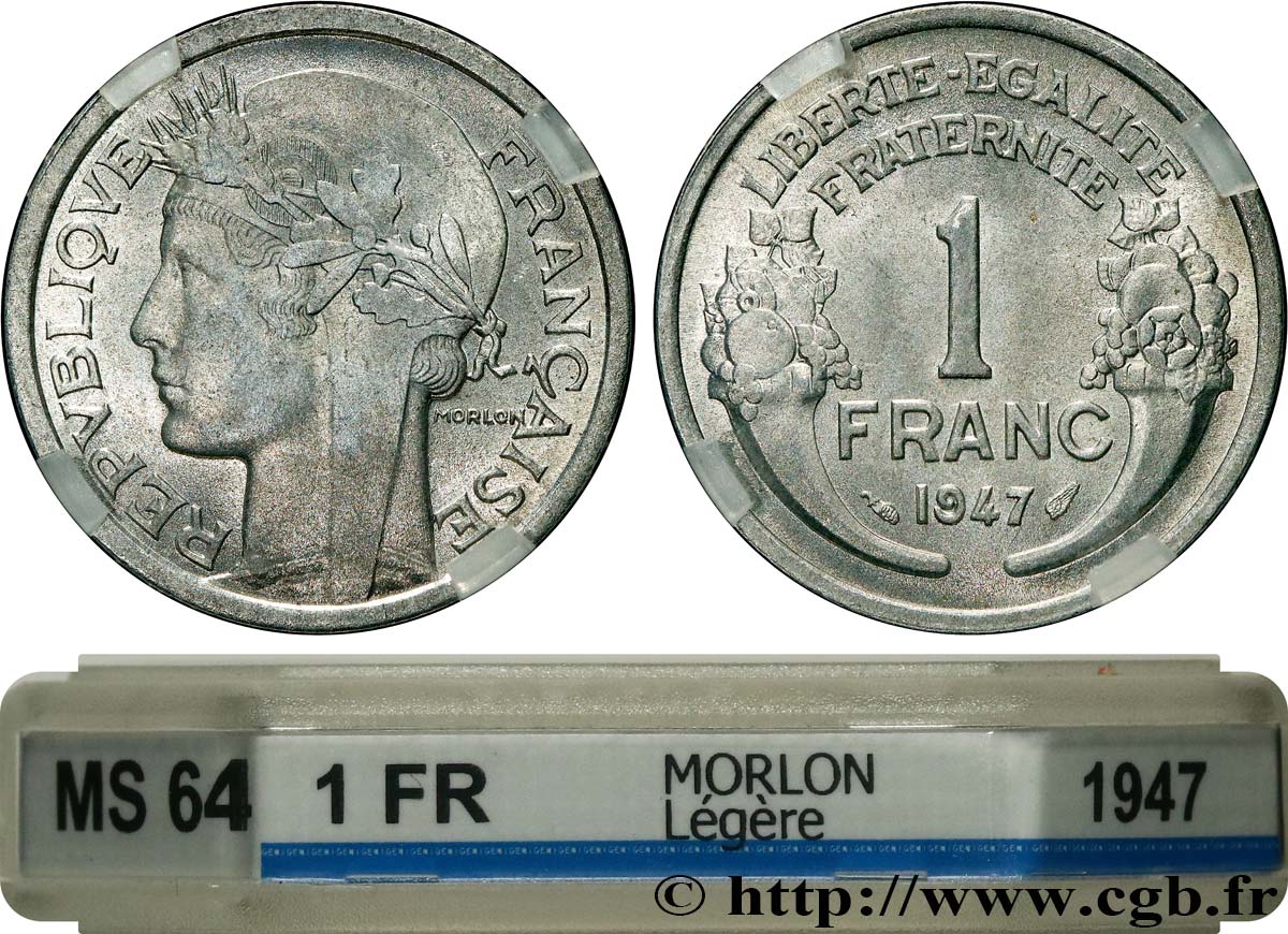 1 franc Morlon, légère 1947  F.221/11 MS64 GENI