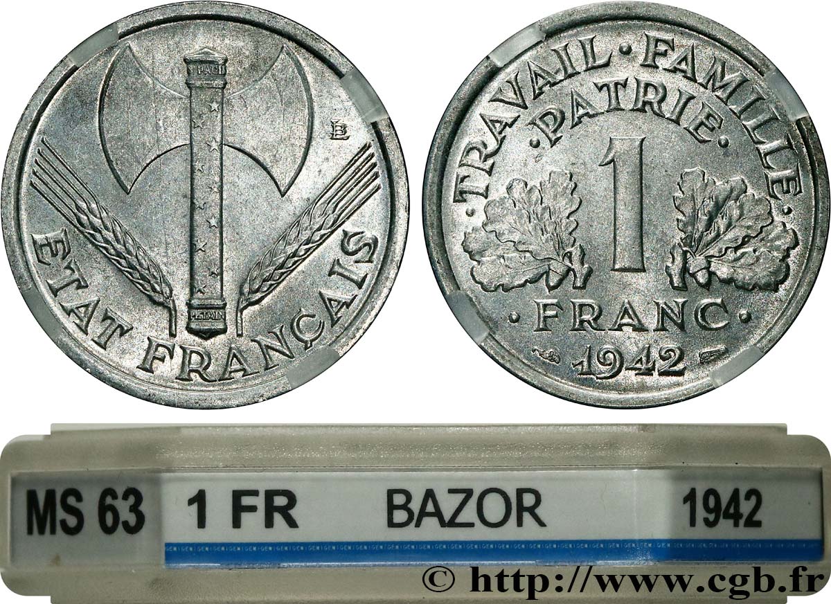 1 franc Francisque, lourde 1942 Paris F.222/3 SPL63 GENI