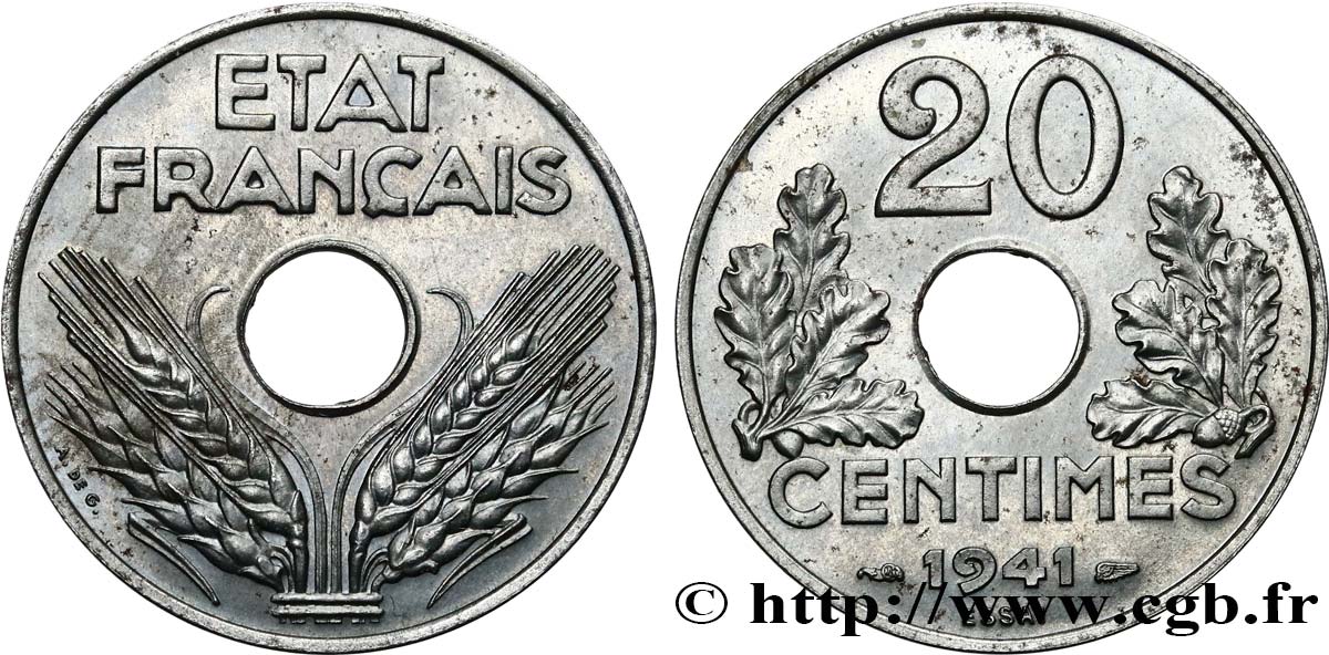 Essai de 20 centimes fer 1941 Paris F.154/1 fST64 