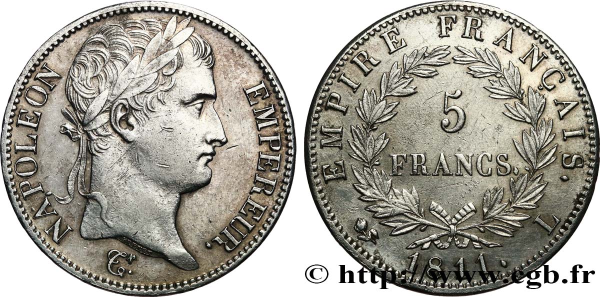 5 francs Napoléon Empereur, Empire français 1811 Bayonne F.307/34 TTB+ 