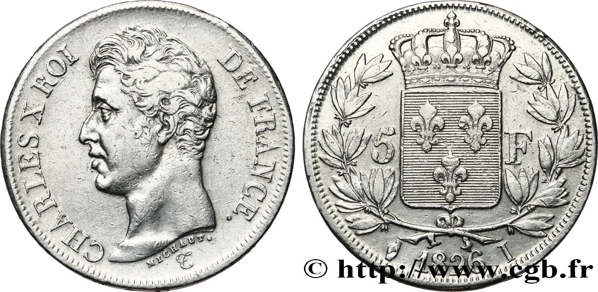 5 francs Charles X, 1er type 1826 Limoges F.310/20 TB+ 