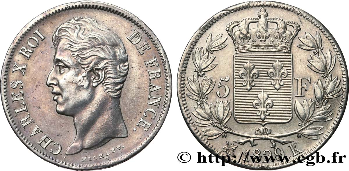 5 francs Charles X, 2e type 1829 Bordeaux F.311/33 TTB+ 