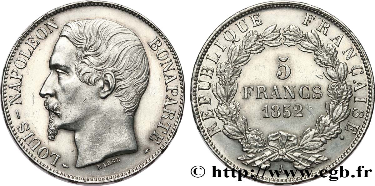 5 francs Louis-Napoléon, 2ème type 1852 Paris F.329/2 MS 