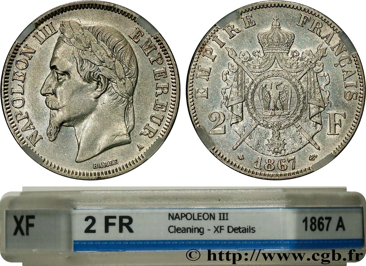 2 francs Napoléon III, tête laurée  1867 Paris F.263/5 BB GENI