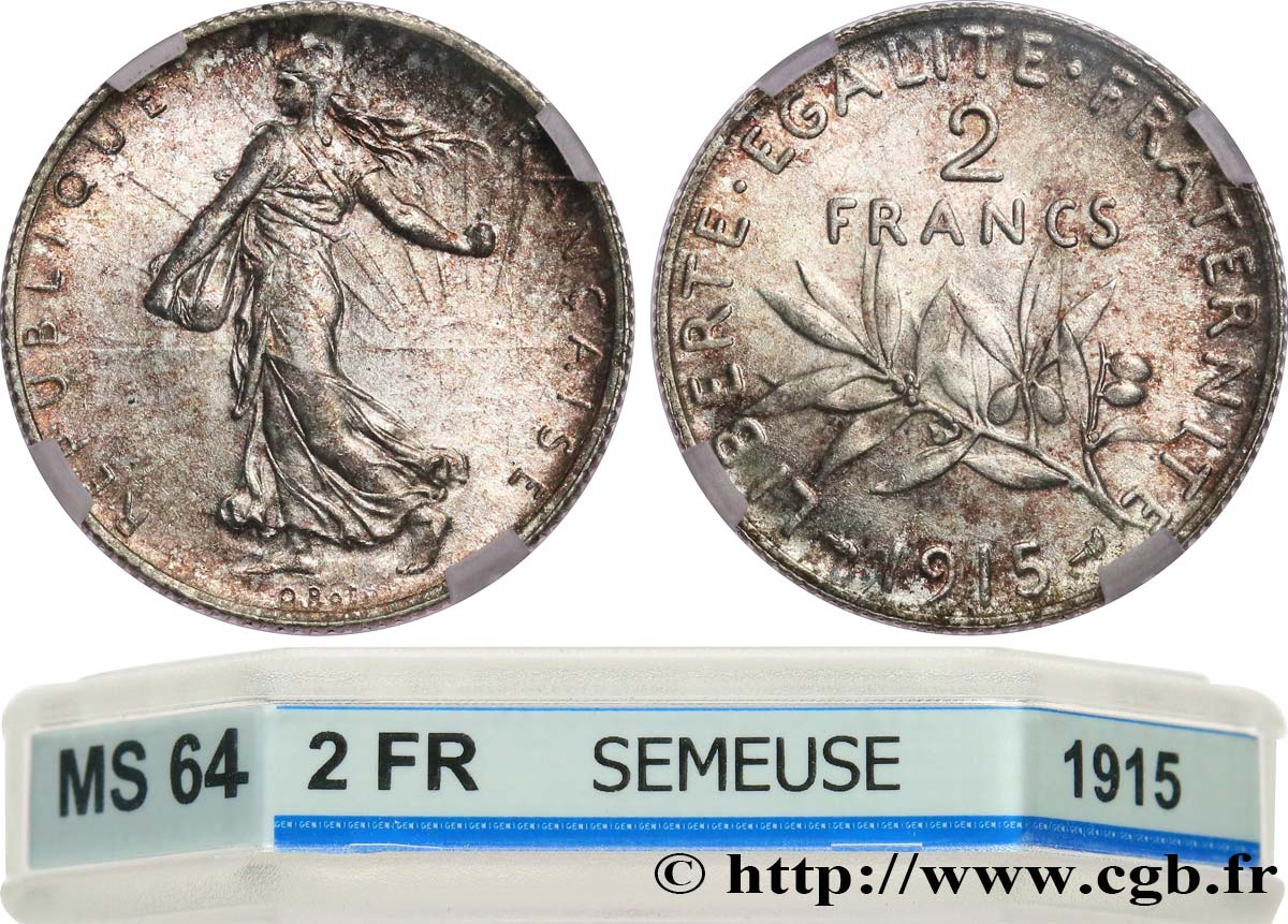 2 francs Semeuse 1915  F.266/17 SPL64 GENI