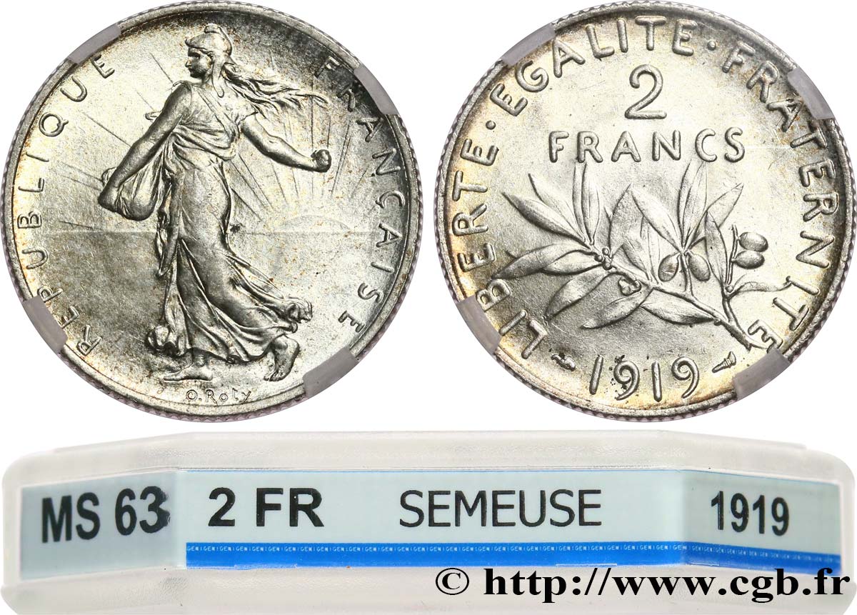 2 francs Semeuse 1919  F.266/21 SPL63 GENI