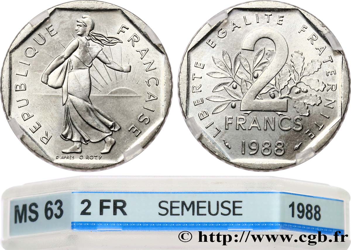 2 francs Semeuse, nickel 1988 Pessac F.272/12 fST63 GENI
