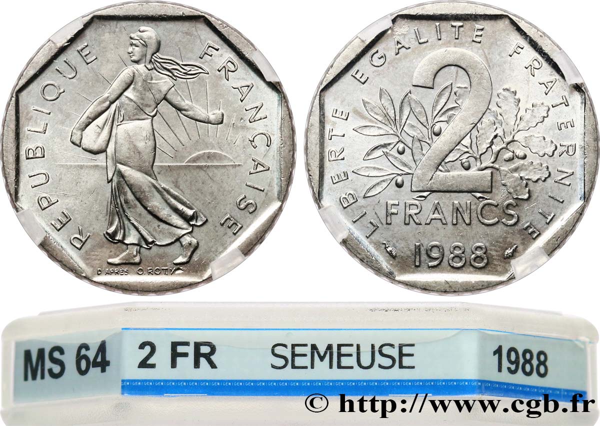 2 francs Semeuse, nickel 1988 Pessac F.272/12 fST64 GENI