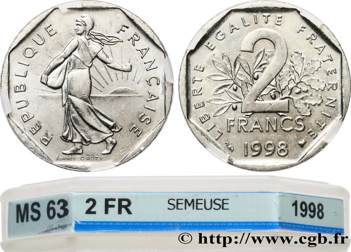 2 francs Semeuse, nickel 1998 Pessac F.272/26 MS63 GENI