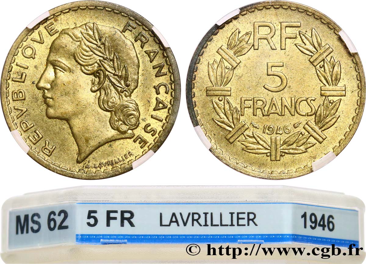 5 francs Lavrillier, bronze-aluminium 1946  F.337/7 SUP62 GENI