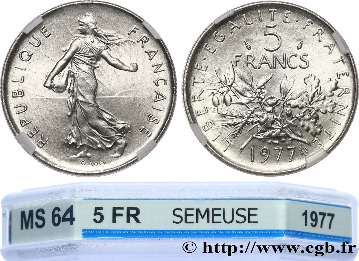 5 francs Semeuse, nickel 1977 Pessac F.341/9 SPL64 GENI