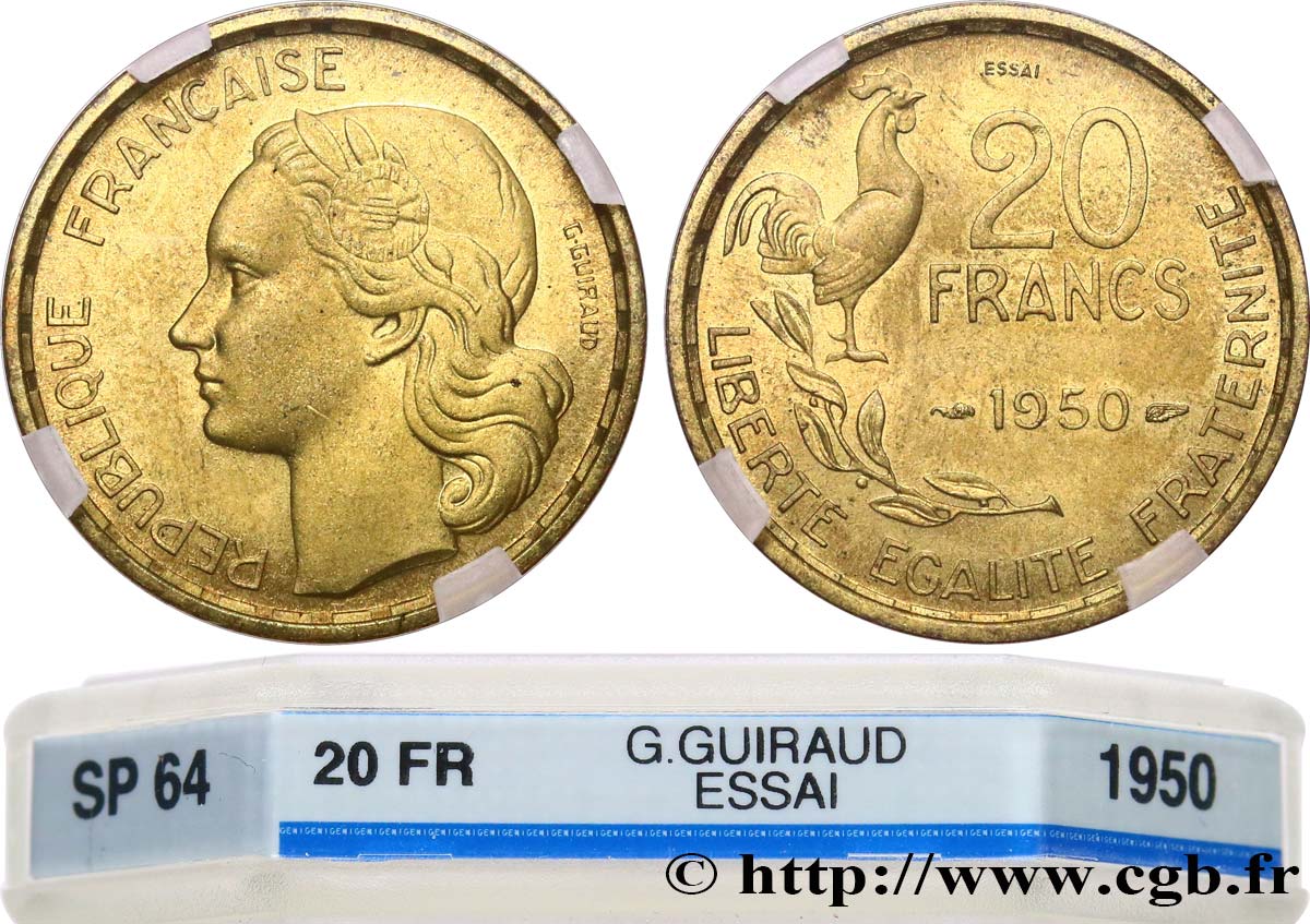 Essai de 20 francs G. Guiraud 1950 Paris F.402/1 SPL64 GENI