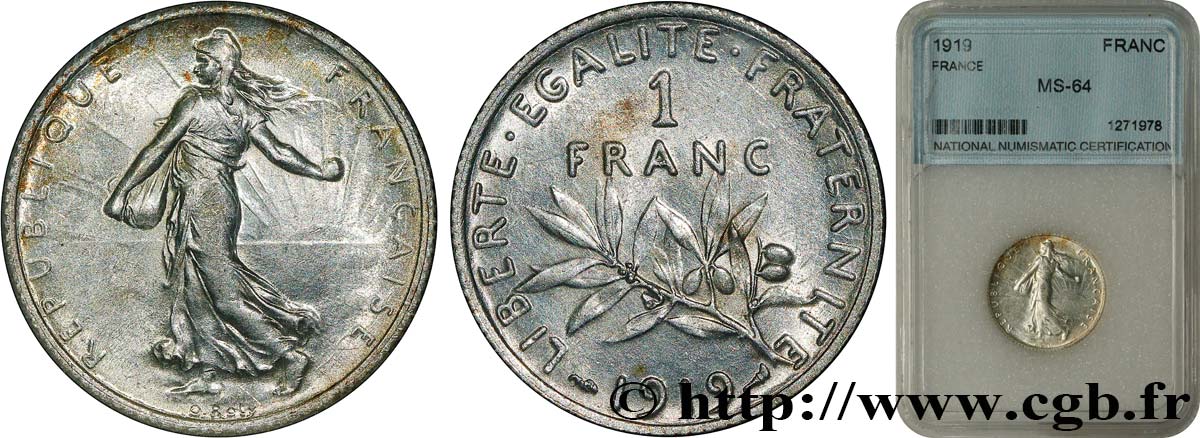 1 franc Semeuse 1919 Paris F.217/25 SPL64 autre