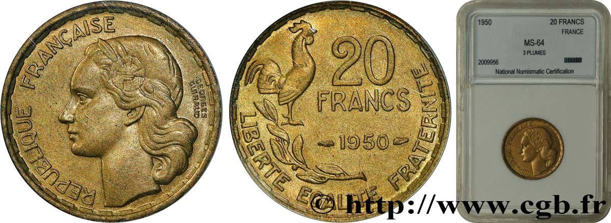 20 francs Georges Guiraud 1950  F.401/1 MS64 autre