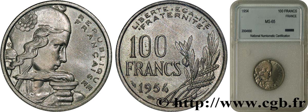 100 francs Cochet 1954  F.450/2 MS65 autre