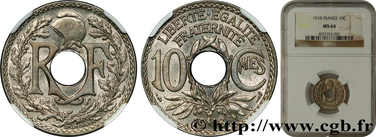 10 centimes Lindauer 1918  F.138/2 SPL64 NGC