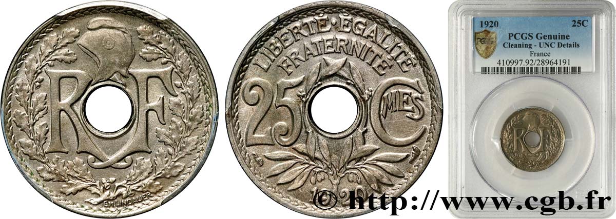 25 centimes Lindauer 1920  F.171/4 SPL PCGS