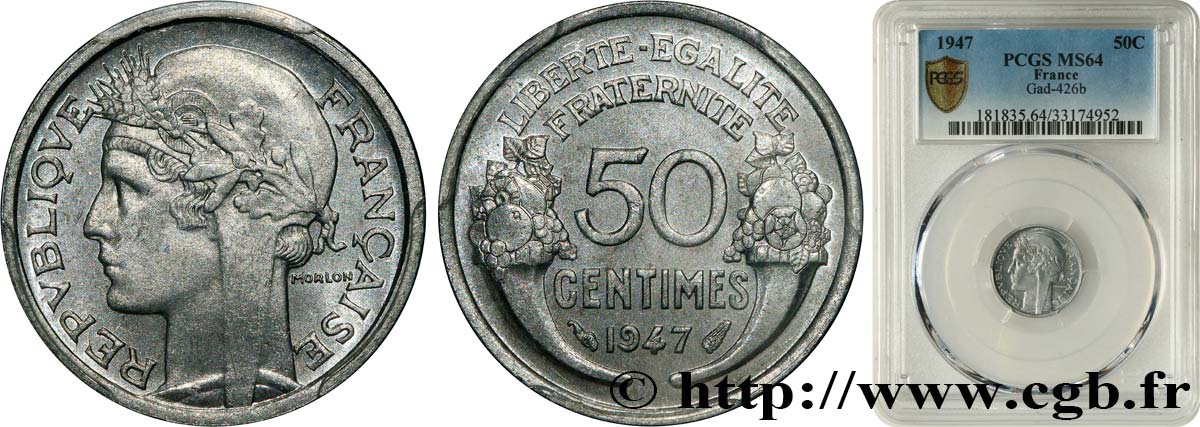 50 centimes Morlon, légère 1947  F.194/10 MS64 PCGS