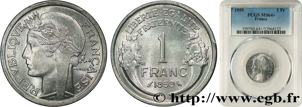 1 franc Morlon, légère 1959  F.221/23 SPL64 PCGS