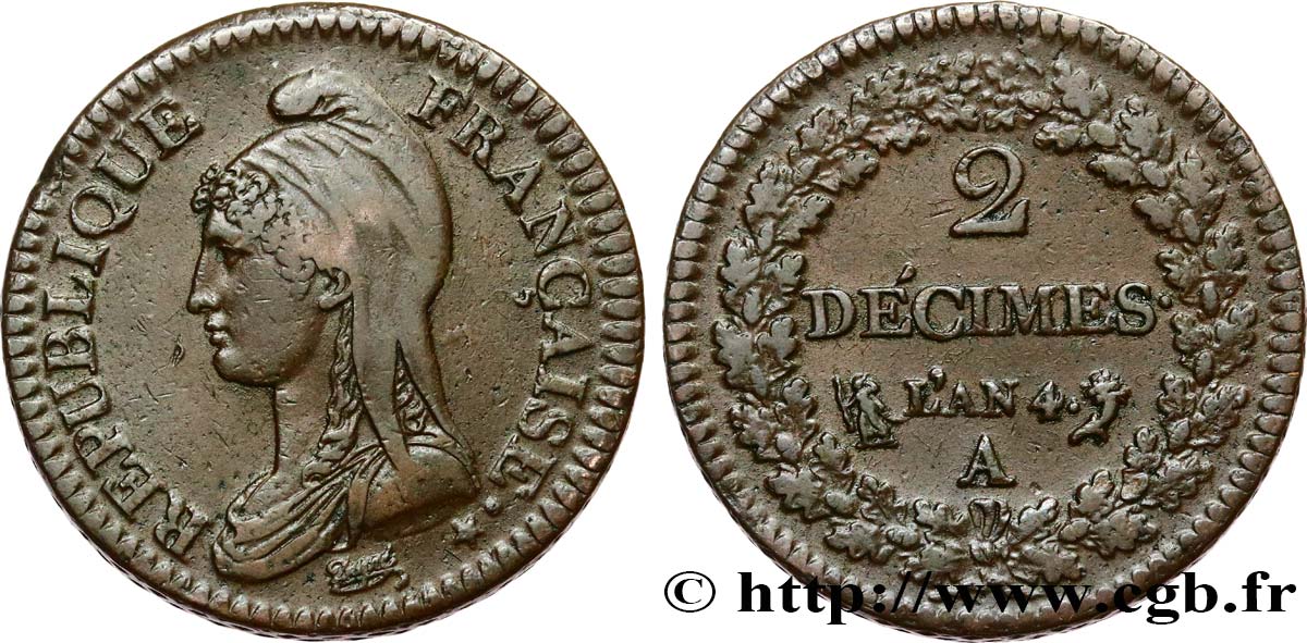 2 décimes Dupré 1796 Paris F.145/1 SS53 