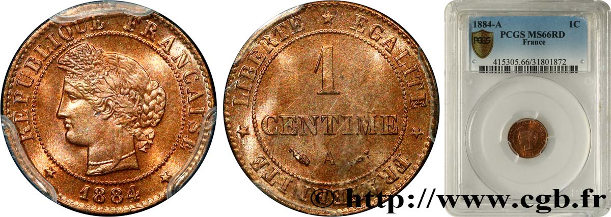 1 centime Cérès 1884 Paris F.104/11 FDC66 PCGS