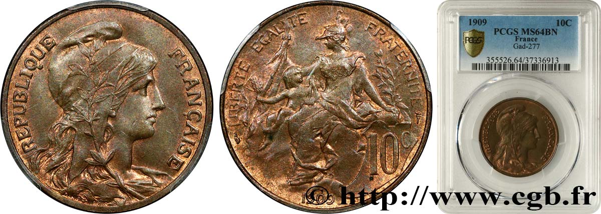 10 centimes Daniel-Dupuis 1909  F.136/18 MS64 PCGS