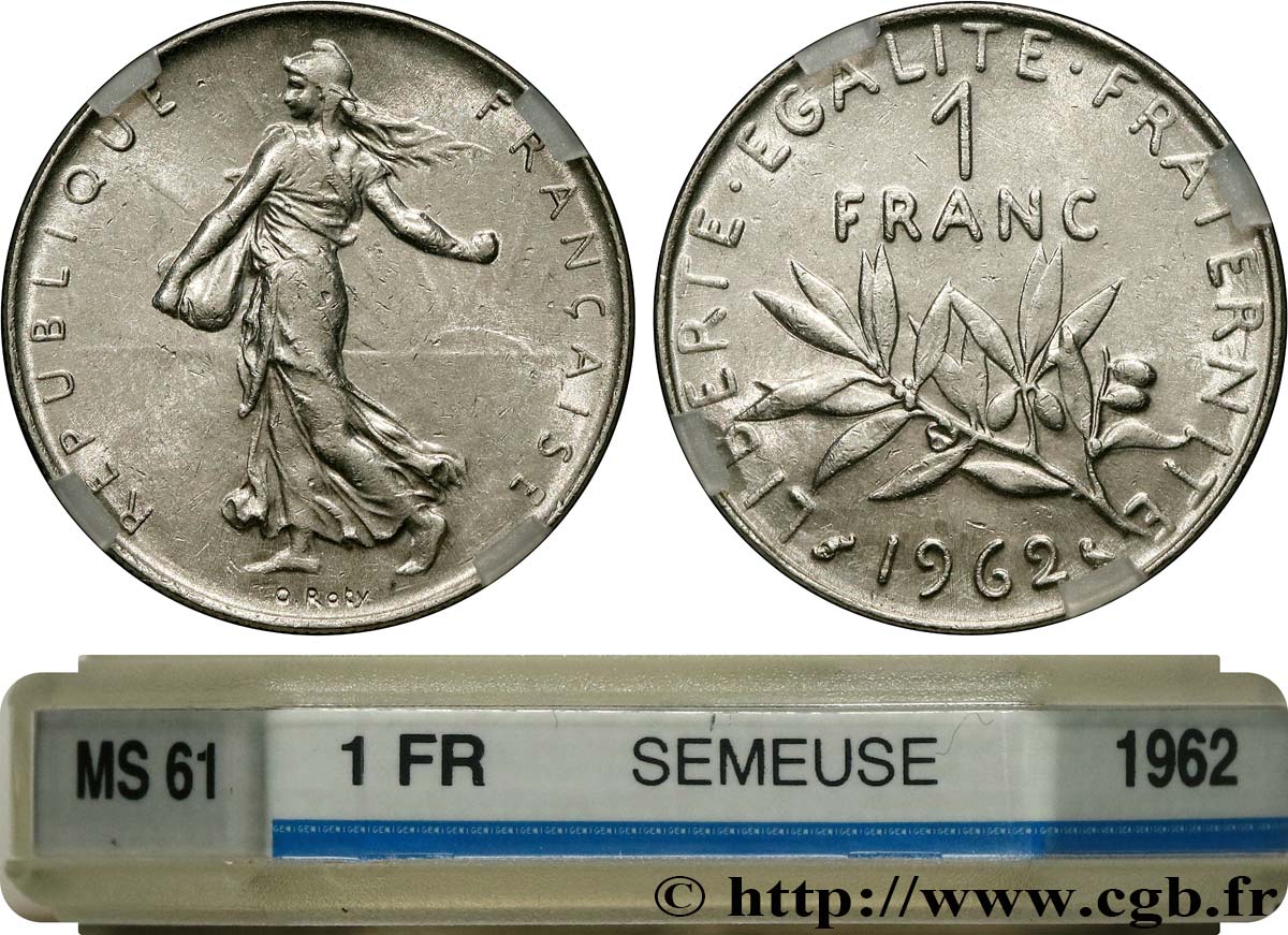 1 franc Semeuse, nickel 1962 Paris F.226/7 SUP61 GENI