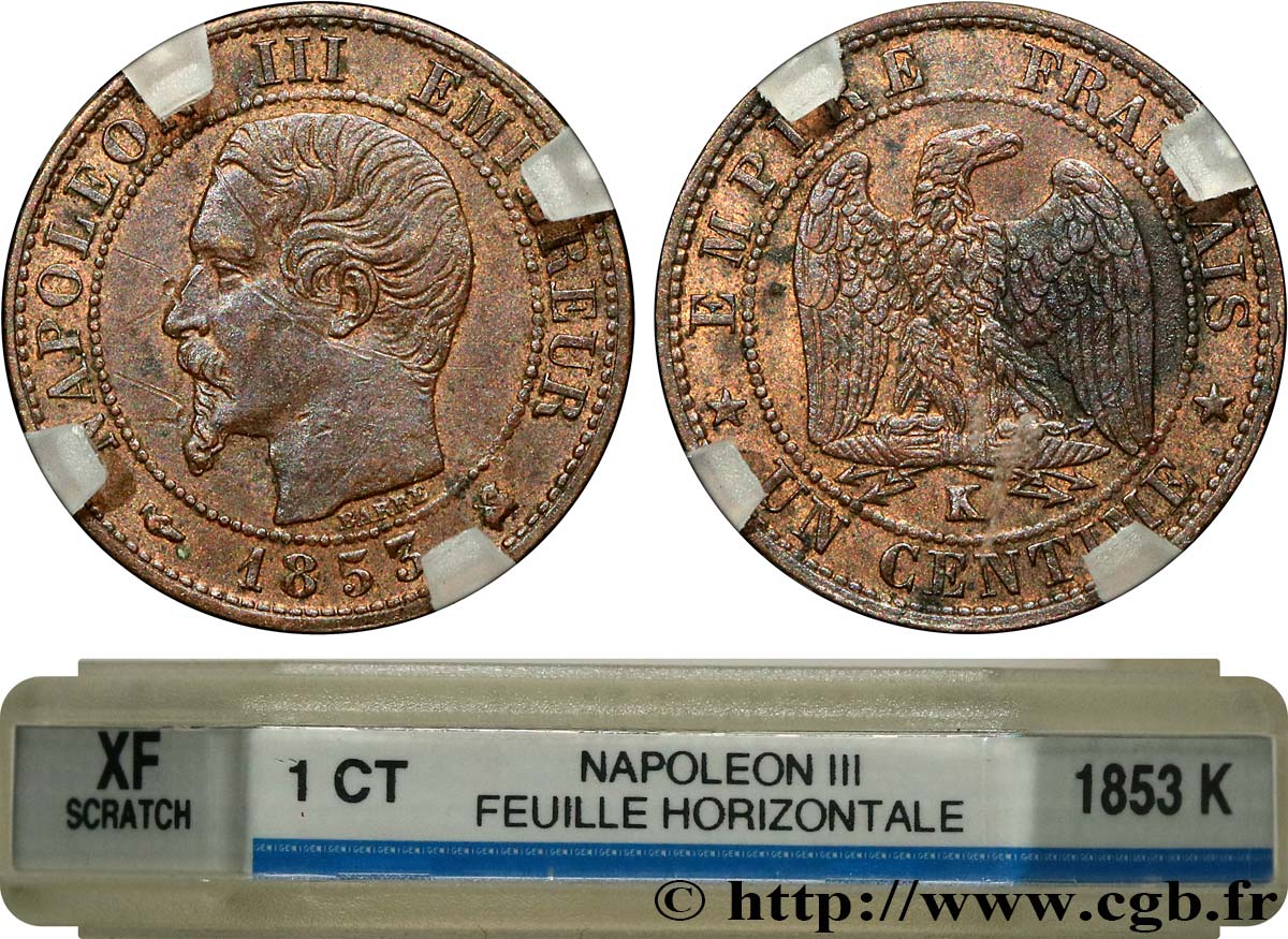 Un centime Napoléon III, tête nue 1853 Bordeaux F.102/6 TTB GENI