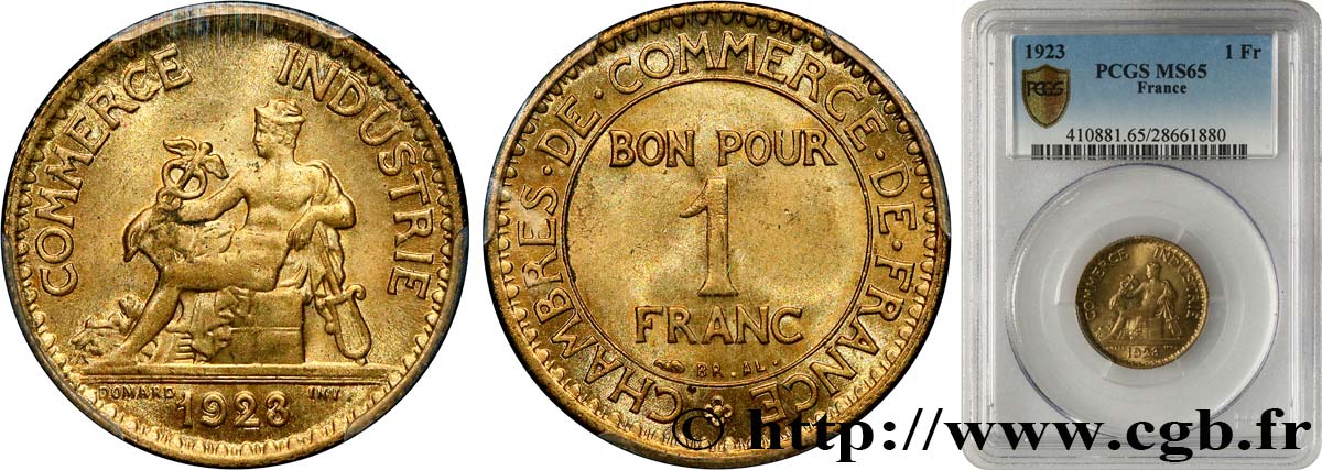 1 franc Chambres de Commerce 1923 Paris F.218/5 ST65 PCGS