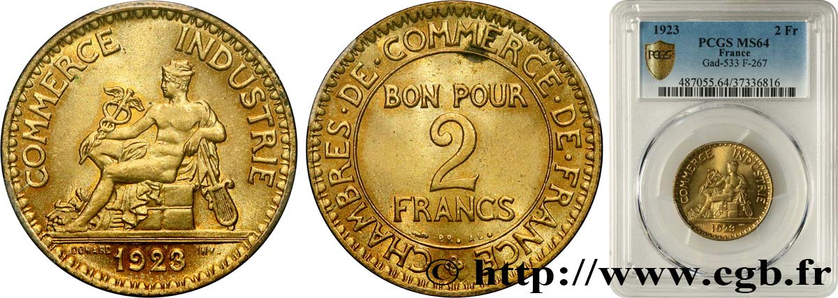 2 francs Chambres de Commerce 1923  F.267/5 SC64 PCGS