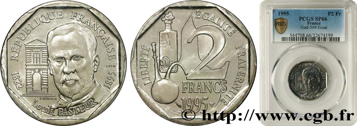 Essai de 2 francs Louis Pasteur 1995 Pessac F.274/1 FDC66 PCGS