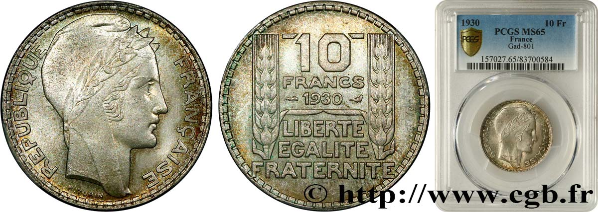 10 francs Turin 1930  F.360/3 ST65 PCGS