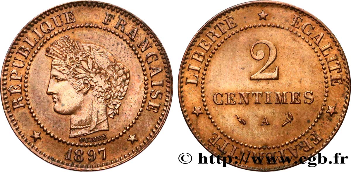 2 centimes Cérès 1897 Paris F.109/23 TTB+ 