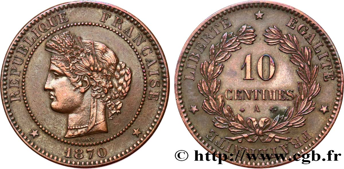 10 centimes Cérès 1870 Paris F.135/4 TTB 