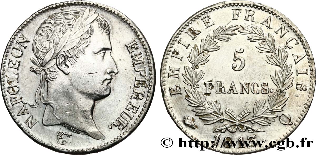 5 francs Napoléon Empereur, Empire français 1813 Perpignan F.307/70 EBC 