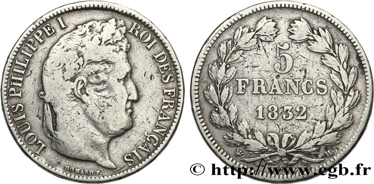 5 francs, Ier type Domard, hybride 1832 La Rochelle F.323/2 S 