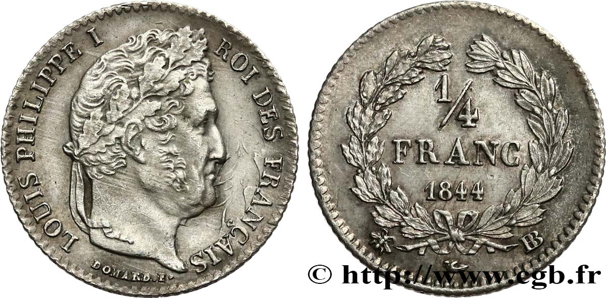 1/4 franc Louis-Philippe 1844 Strasbourg F.166/99 VZ 