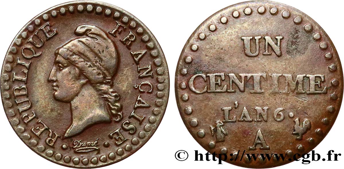 Un centime Dupré 1798 Paris F.100/8 SS40 