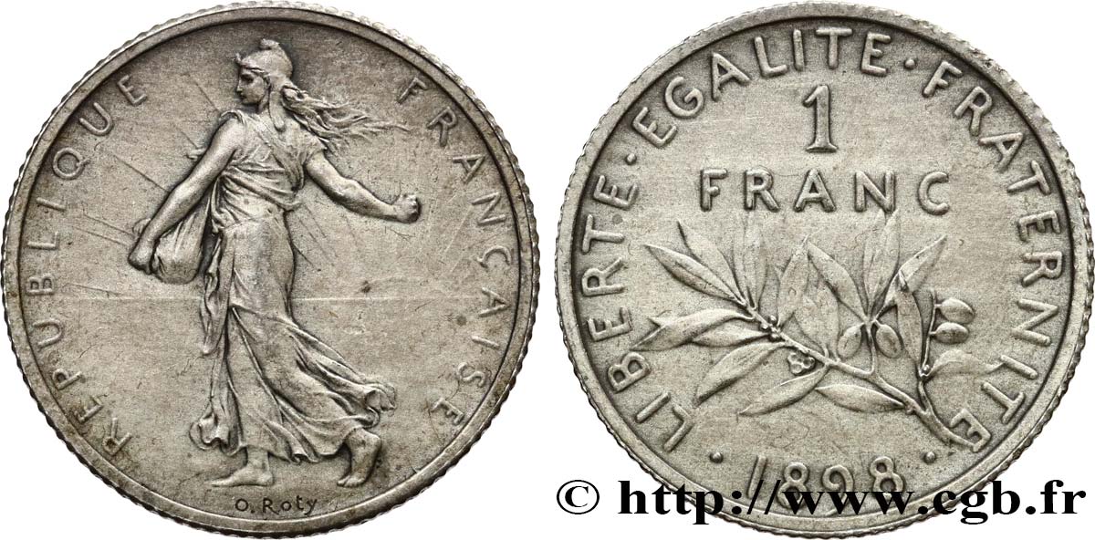 1 franc Semeuse, flan mat, vieil argent 1898 Paris F.217/2 EBC62 