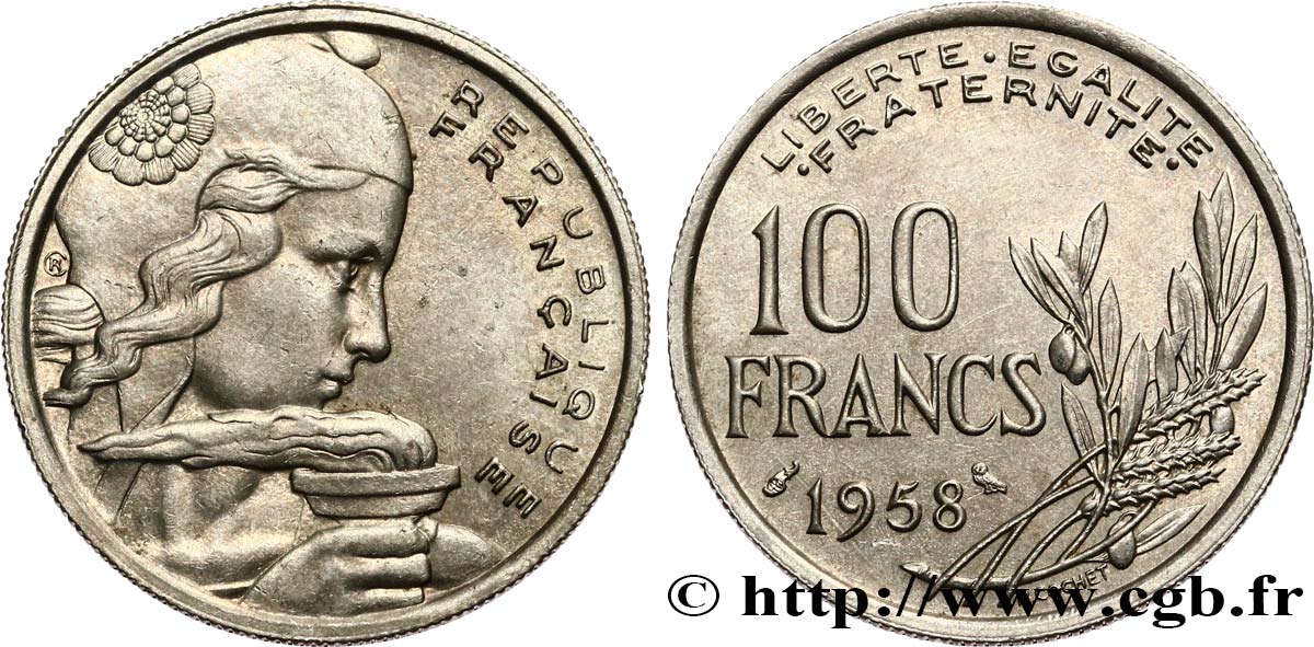 100 francs Cochet 1958  F.450/13 AU55 