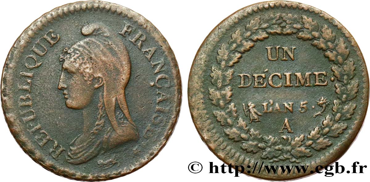 Un décime Dupré, grand module 1797 Paris F.129/1 TTB40 