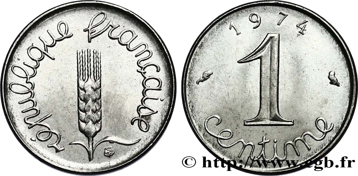 1 centime Épi, avec rebord 1974 Pessac F.106/26 SUP 