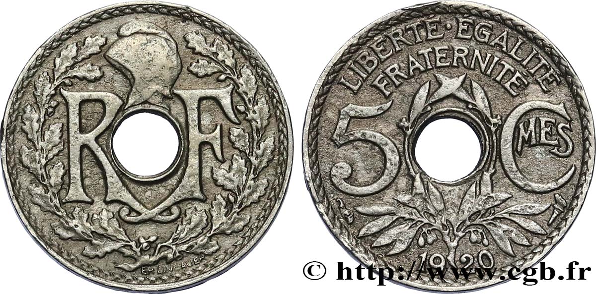 5 centimes Lindauer, petit module 1920 Paris F.122/2 TB 